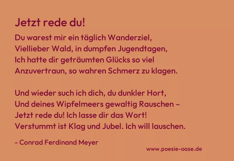 Gedicht: Jetzt rede du! von Conrad Ferdinand Meyer