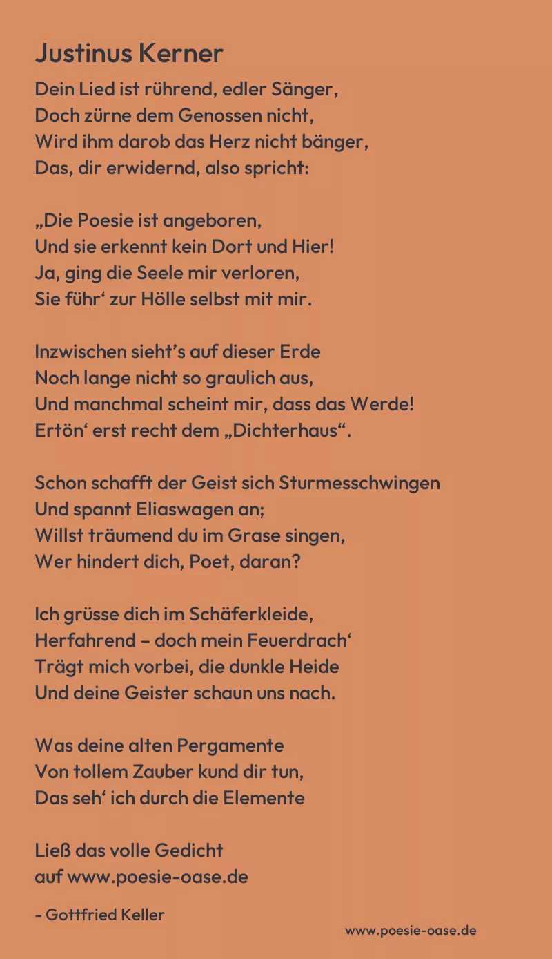 Gedicht: Justinus Kerner von Gottfried Keller