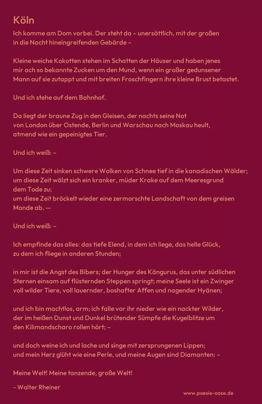 Gedicht: Köln von Walter Rheiner