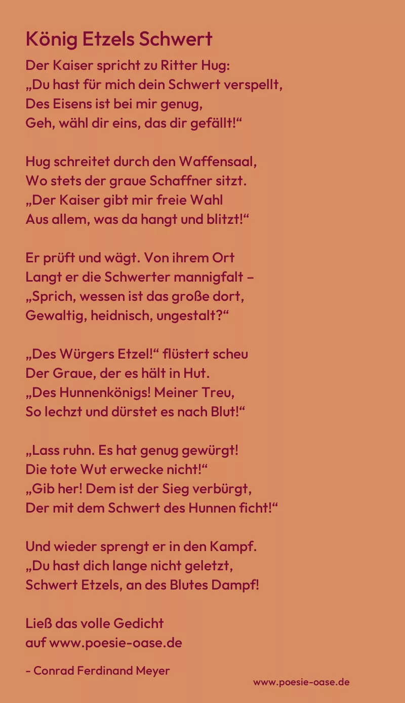 Gedicht: König Etzels Schwert von Conrad Ferdinand Meyer
