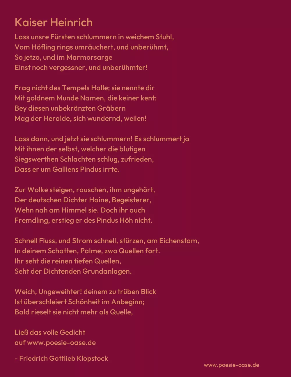 Gedicht: Kaiser Heinrich von Friedrich Gottlieb Klopstock