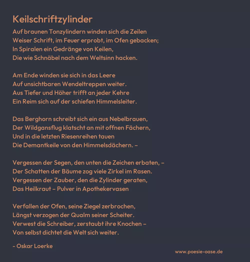 Gedicht: Keilschriftzylinder von Oskar Loerke