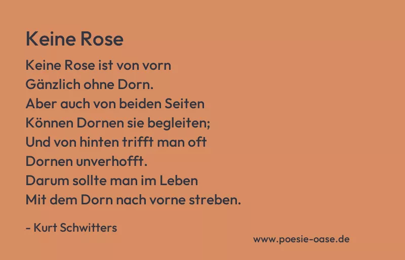 Gedicht: Keine Rose von Kurt Schwitters