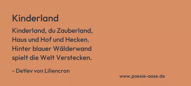 Gedicht: Kinderland von Detlev von Liliencron