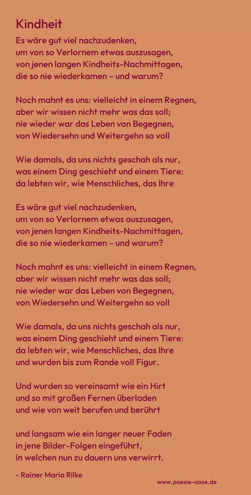 Gedicht: Kindheit von Rainer Maria Rilke