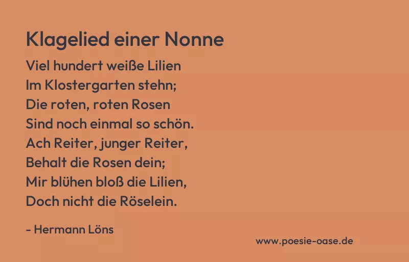 Gedicht: Klagelied einer Nonne von Hermann Löns