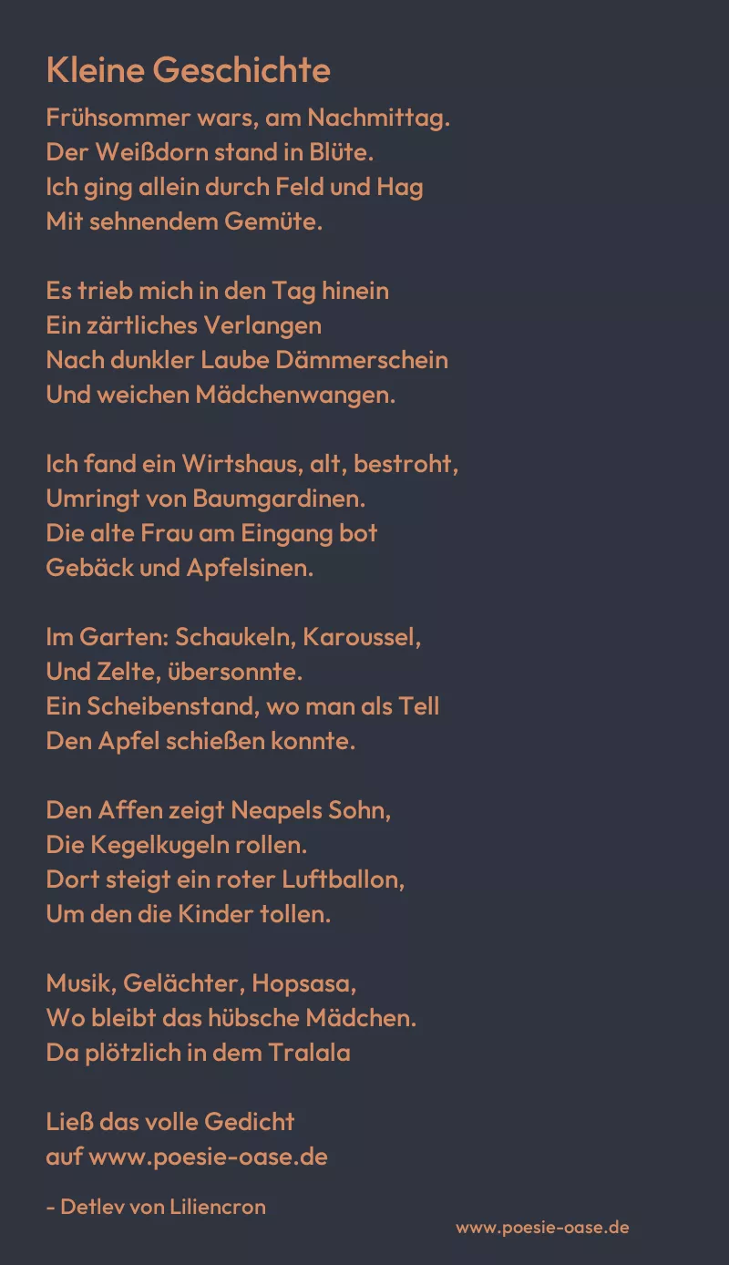 Gedicht: Kleine Geschichte von Detlev von Liliencron