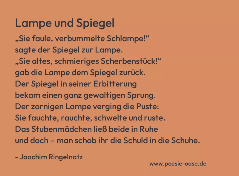 Gedicht: Lampe und Spiegel von Joachim Ringelnatz