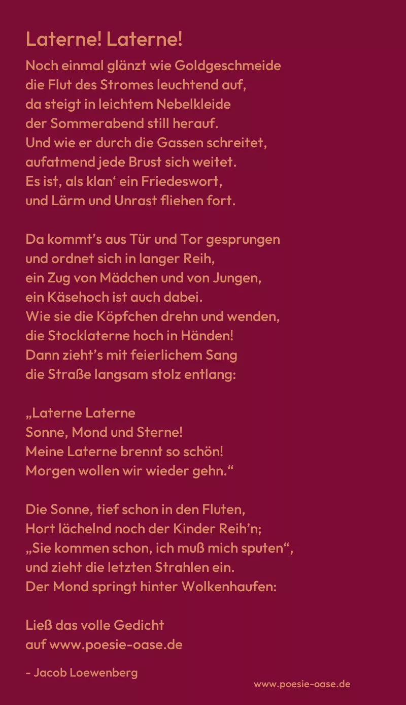 Gedicht: Laterne! Laterne! von Jacob Loewenberg