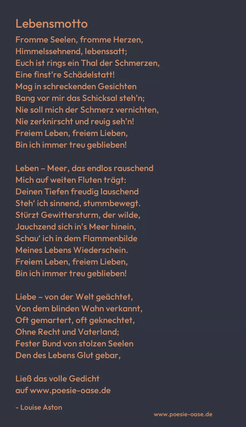 Gedicht: Lebensmotto von Louise Aston