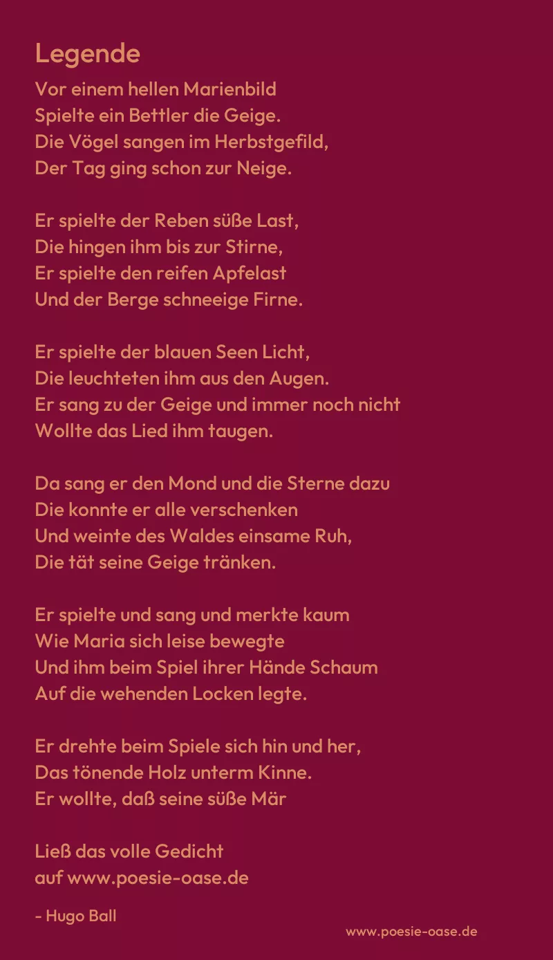 Gedicht: Legende von Hugo Ball