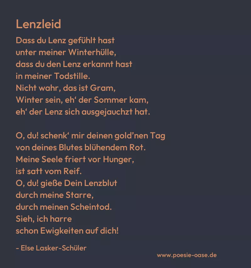 Gedicht: Lenzleid von Else Lasker-Schüler