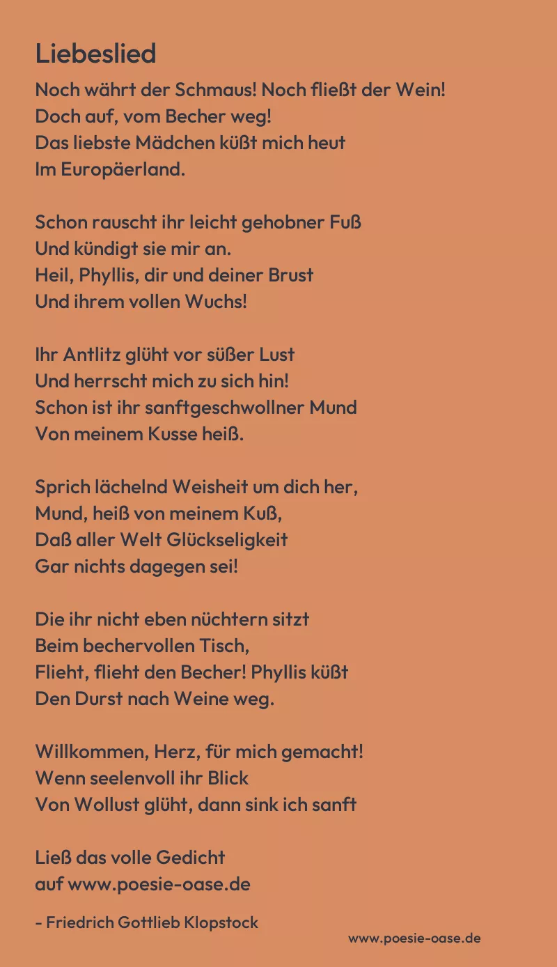 Gedicht: Liebeslied von Friedrich Gottlieb Klopstock