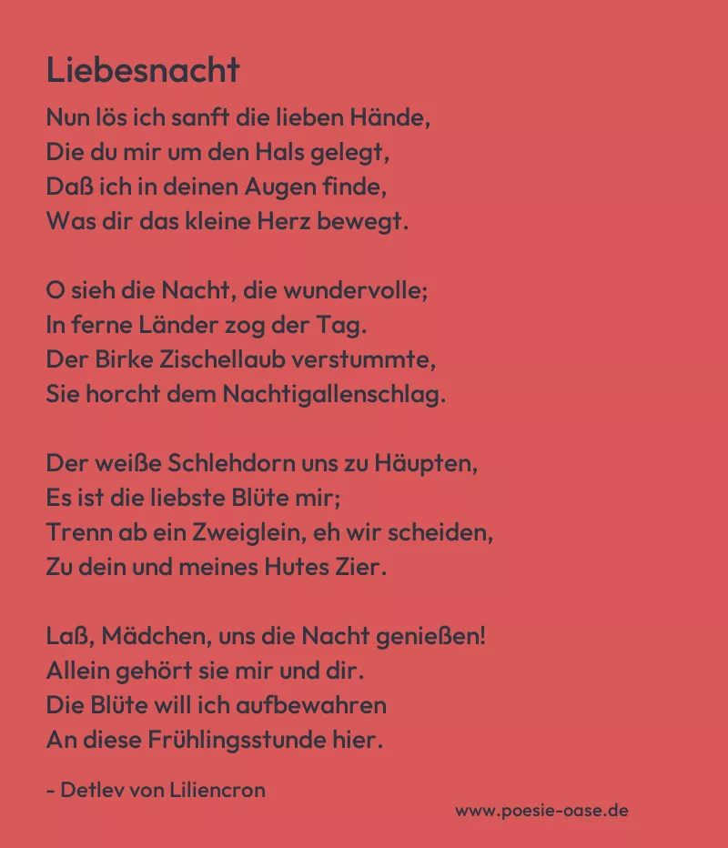 Gedicht: Liebesnacht von Detlev von Liliencron