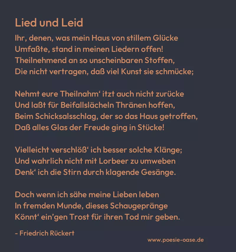 Gedicht: Lied und Leid von Friedrich Rückert