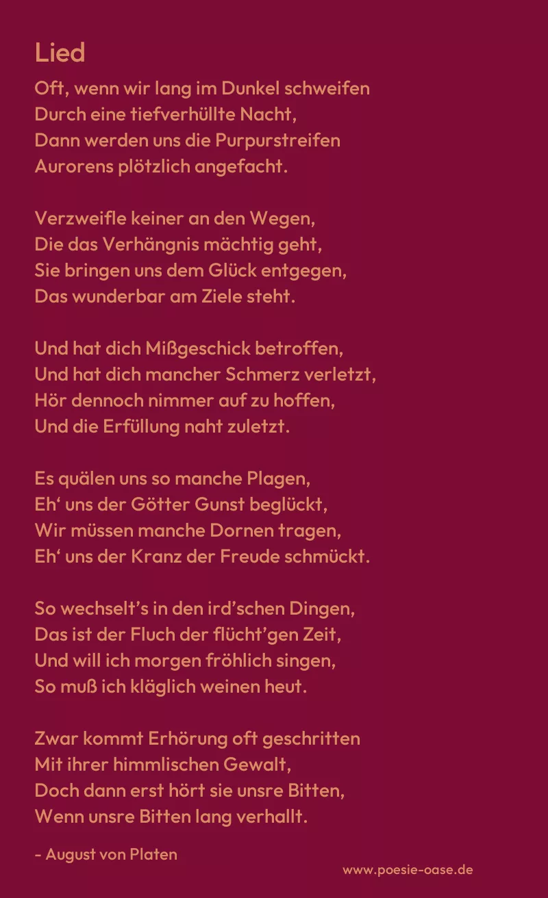 Gedicht: Lied von August von Platen