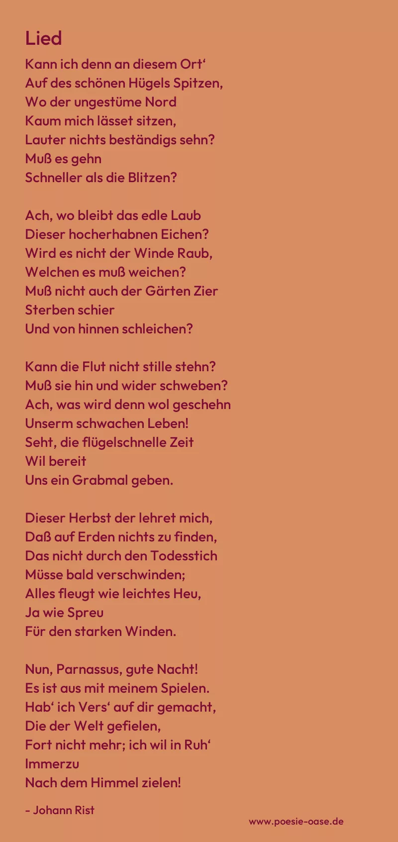 Gedicht: Lied von Johann Rist