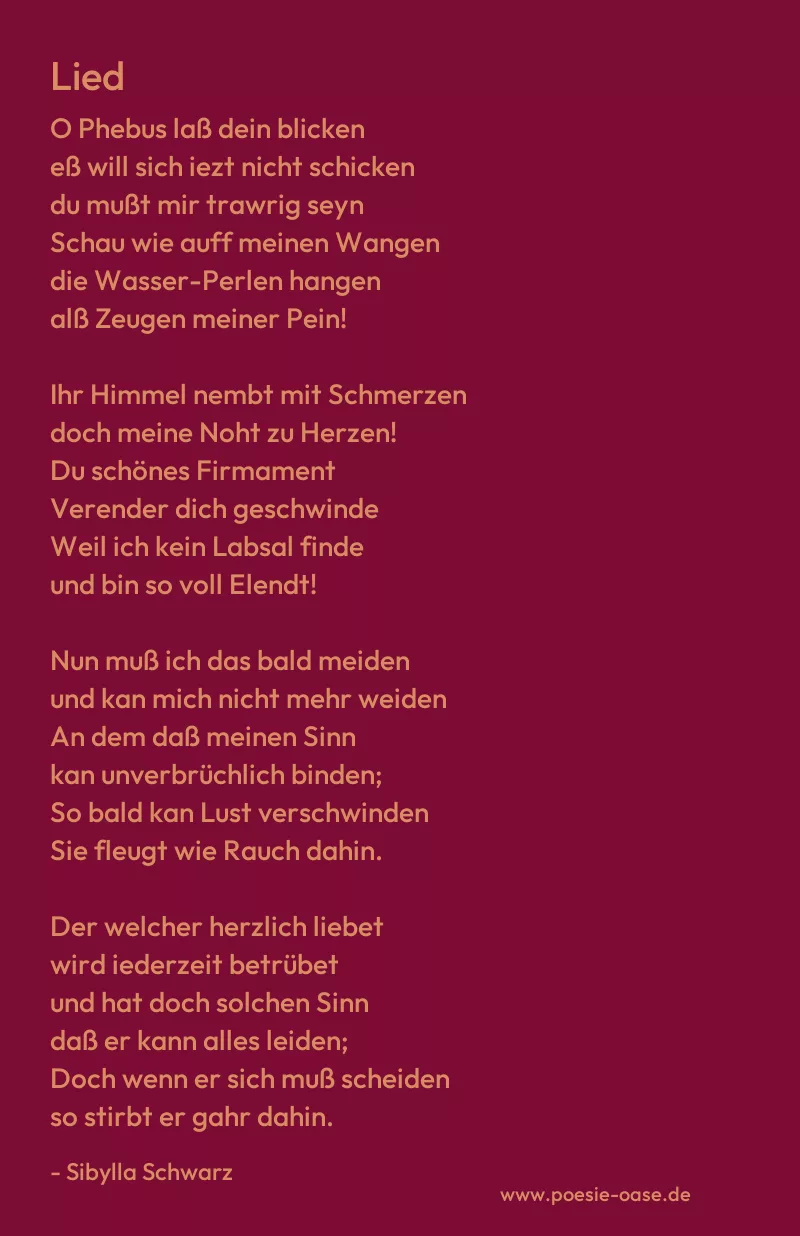 Gedicht: Lied von Sibylla Schwarz