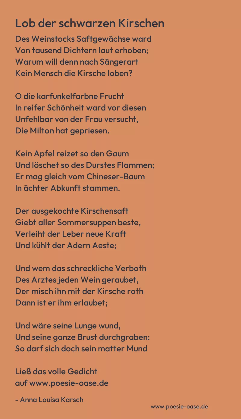 Gedicht: Lob der schwarzen Kirschen von Anna Louisa Karsch