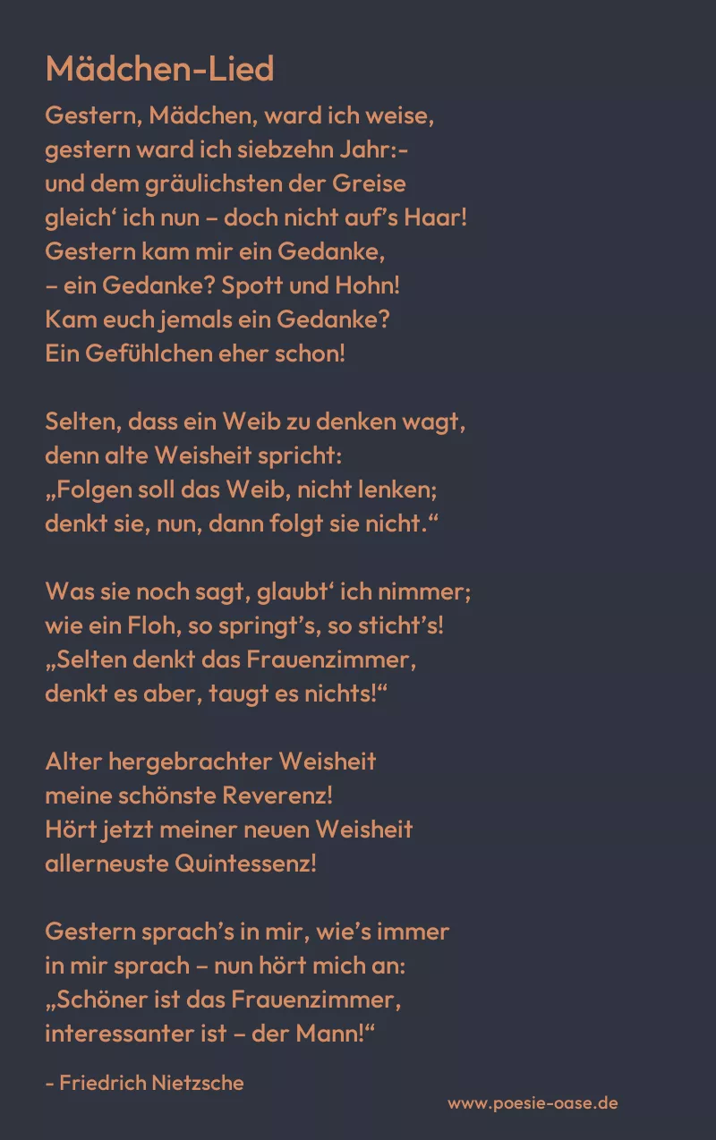 Gedicht: Mädchen-Lied von Friedrich Nietzsche