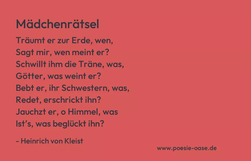 Gedicht: Mädchenrätsel von Heinrich von Kleist