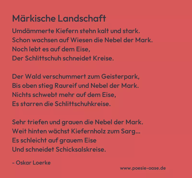 Gedicht: Märkische Landschaft von Oskar Loerke