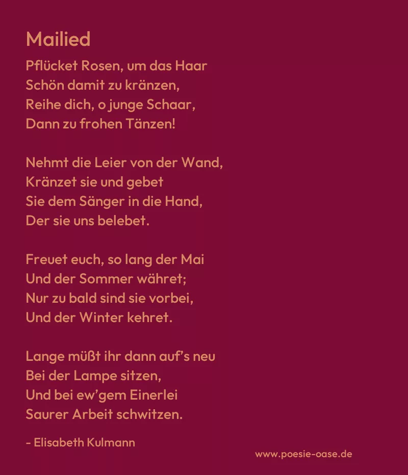 Gedicht: Mailied von Elisabeth Kulmann