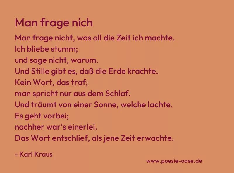 Gedicht: Man frage nich von Karl Kraus
