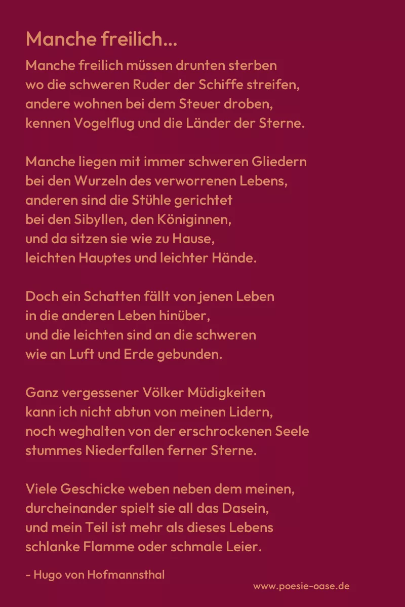 Gedicht: Manche freilich… von Hugo von Hofmannsthal