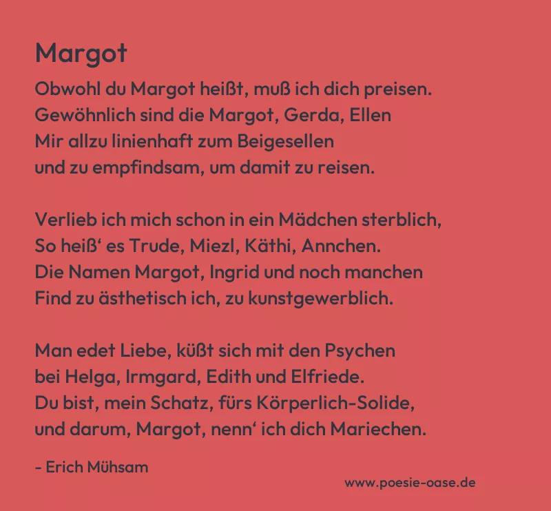 Gedicht: Margot von Erich Mühsam