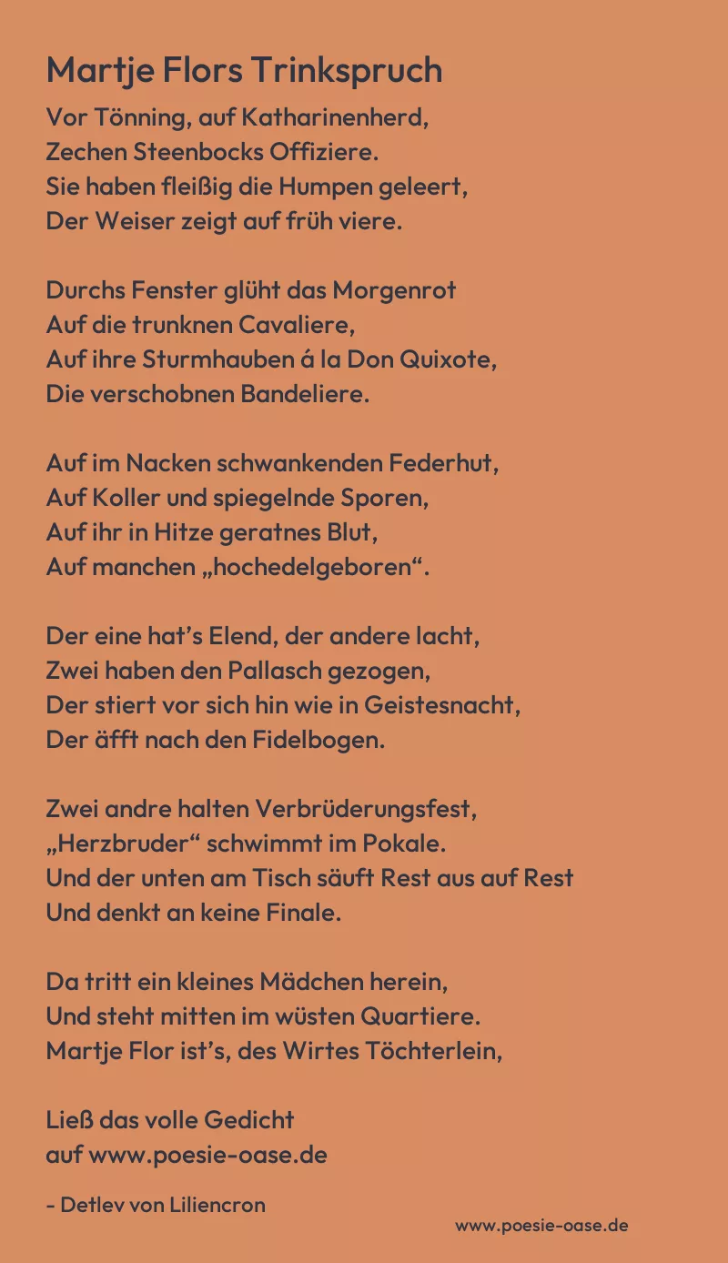 Gedicht: Martje Flors Trinkspruch von Detlev von Liliencron