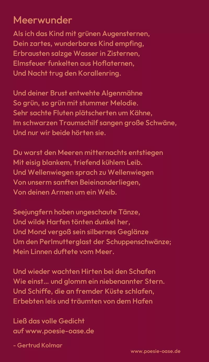 Gedicht: Meerwunder von Gertrud Kolmar