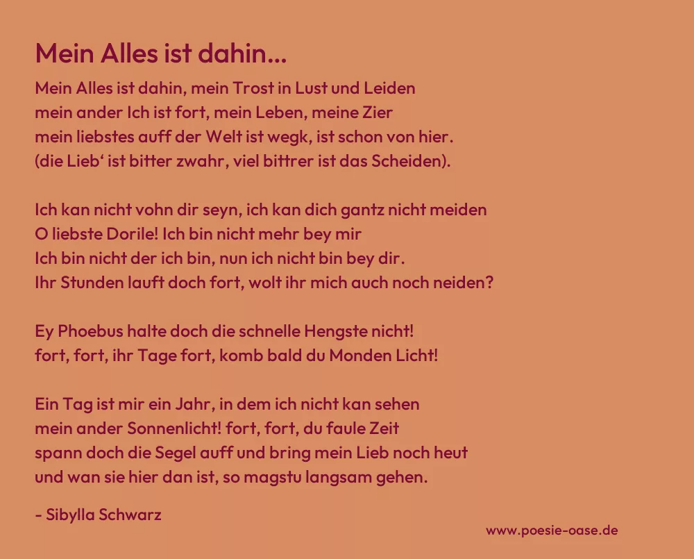 Gedicht: Mein Alles ist dahin… von Sibylla Schwarz