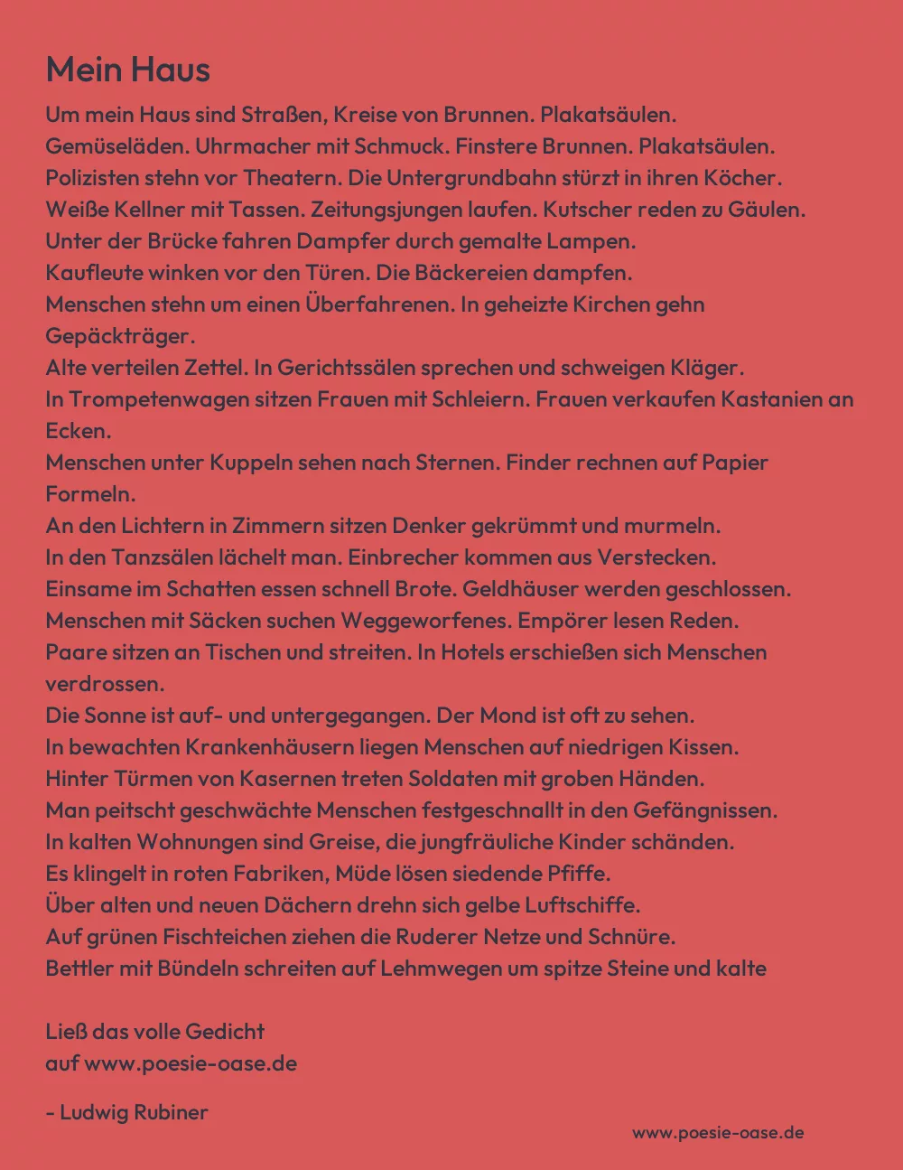 Gedicht: Mein Haus von Ludwig Rubiner