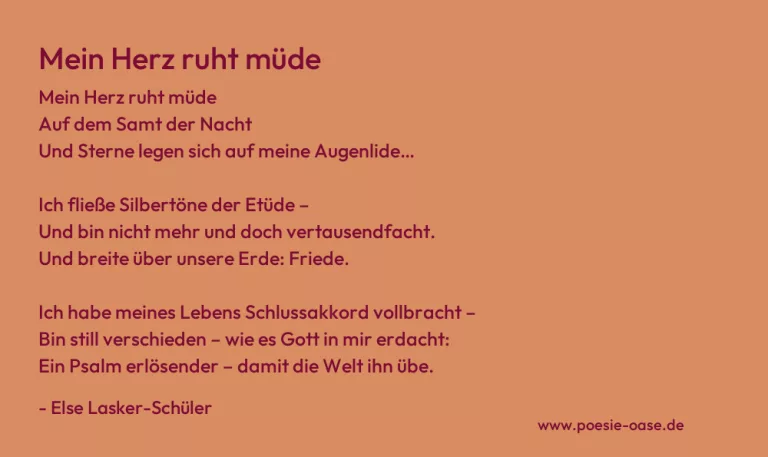 Mein Herz ruht müde