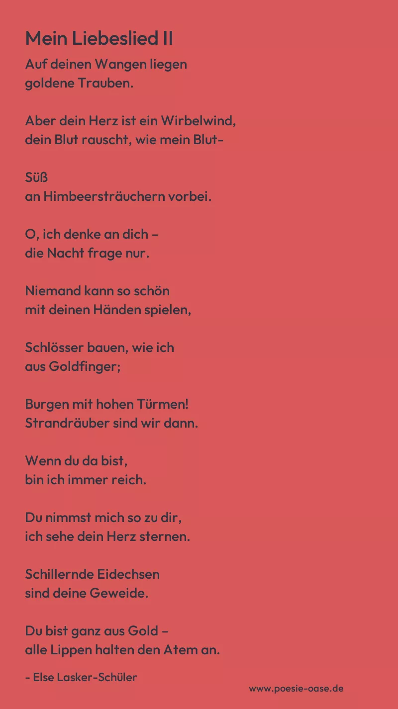 Gedicht: Mein Liebeslied II von Else Lasker-Schüler