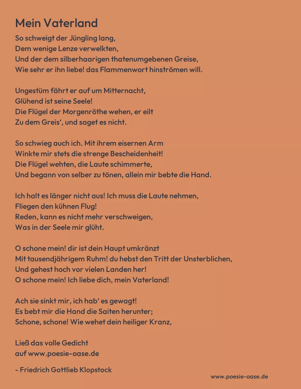 Gedicht: Mein Vaterland von Friedrich Gottlieb Klopstock