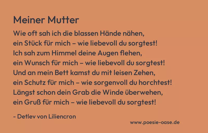 Gedicht: Meiner Mutter von Detlev von Liliencron