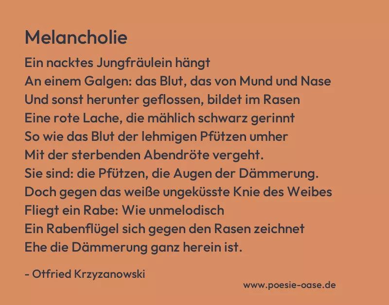 Gedicht: Melancholie von Otfried Krzyzanowski