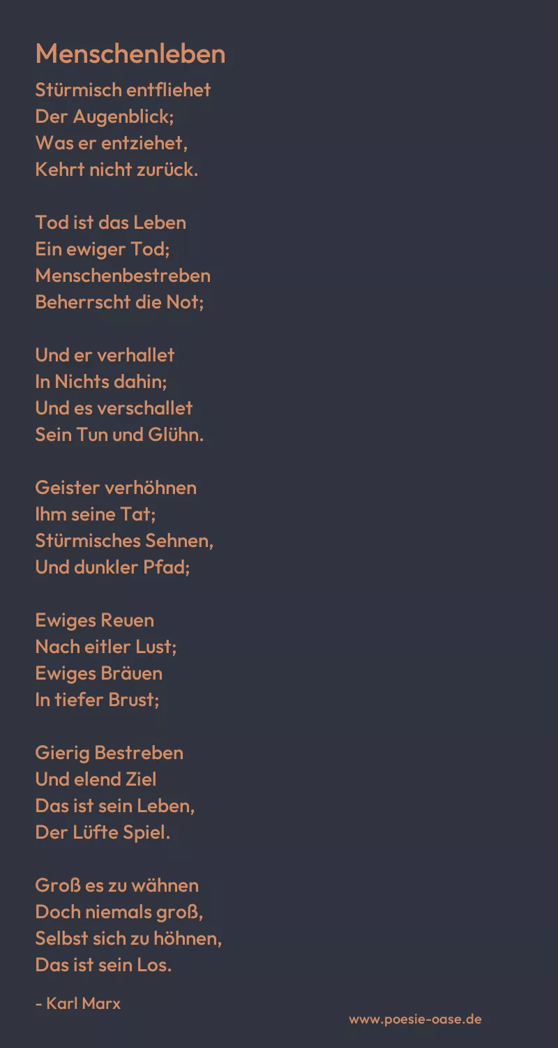 Gedicht: Menschenleben von Karl Marx