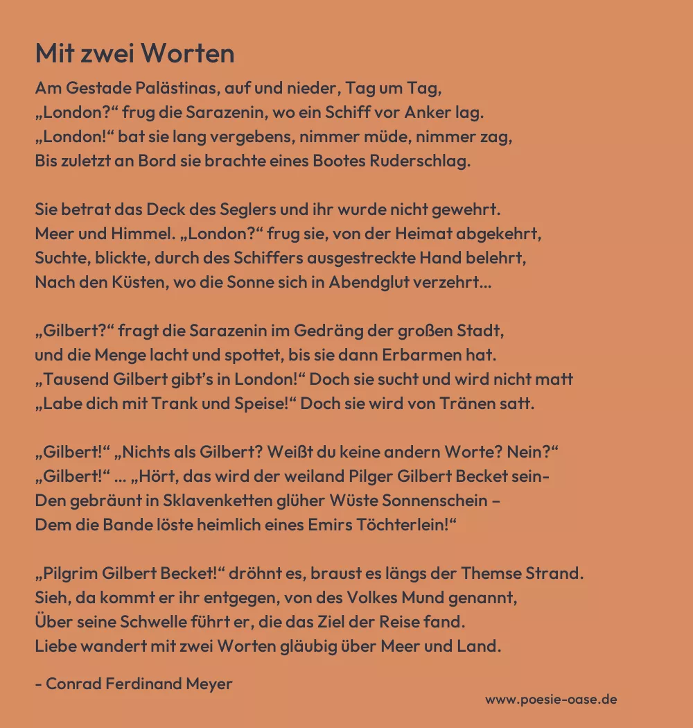 Gedicht: Mit zwei Worten von Conrad Ferdinand Meyer
