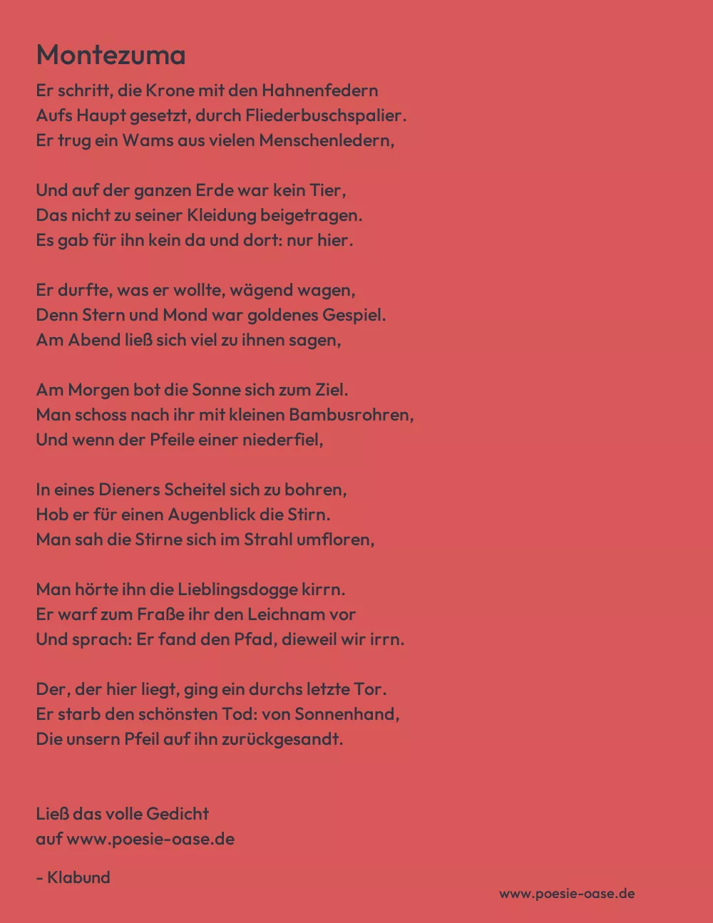 Gedicht: Montezuma von Klabund