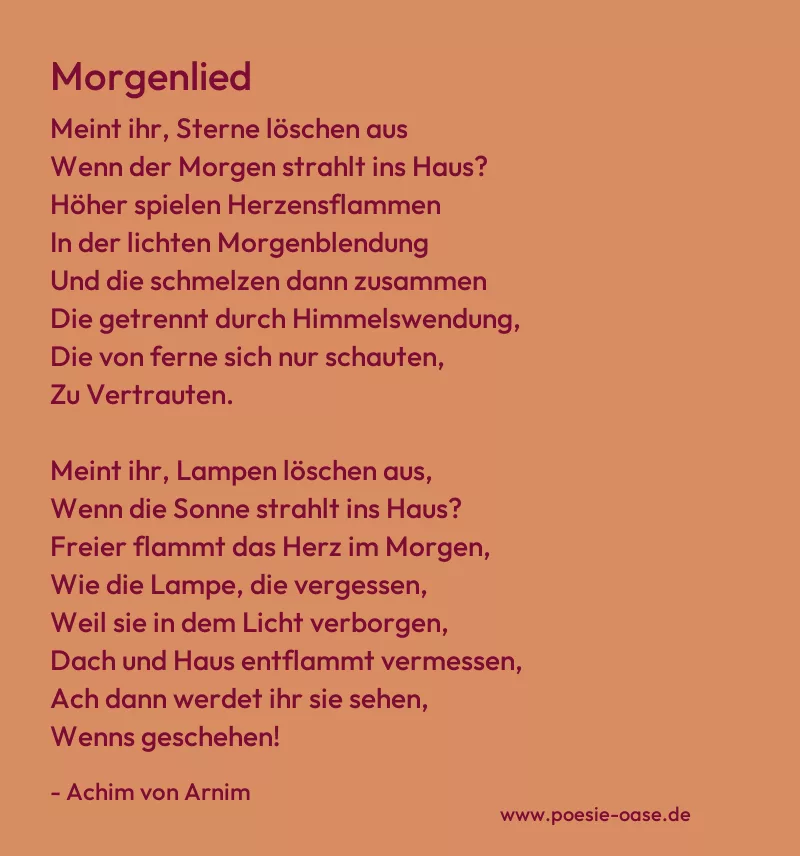 Gedicht: Morgenlied von Achim von Arnim