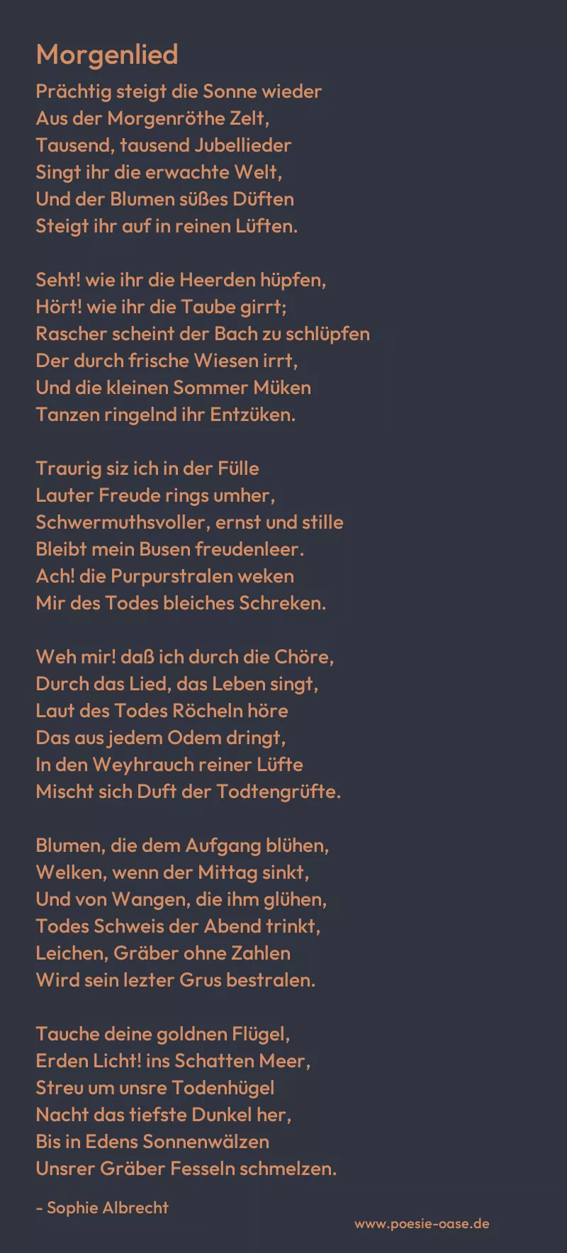 Gedicht: Morgenlied von Sophie Albrecht