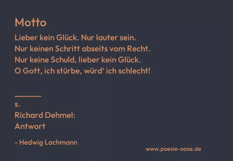 Gedicht: Motto von Hedwig Lachmann