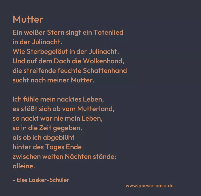 Gedicht: Mutter von Else Lasker-Schüler