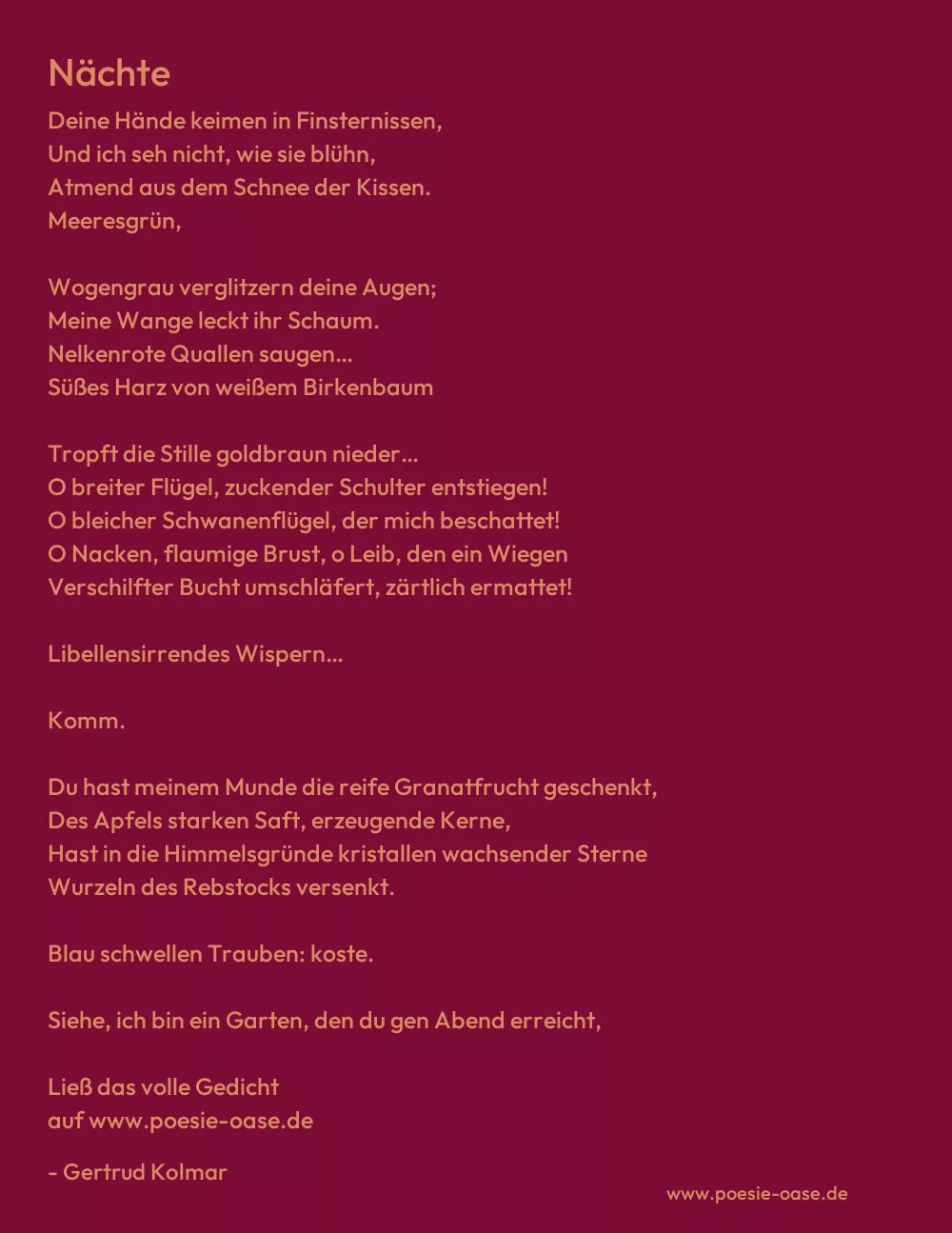 Gedicht: Nächte von Gertrud Kolmar