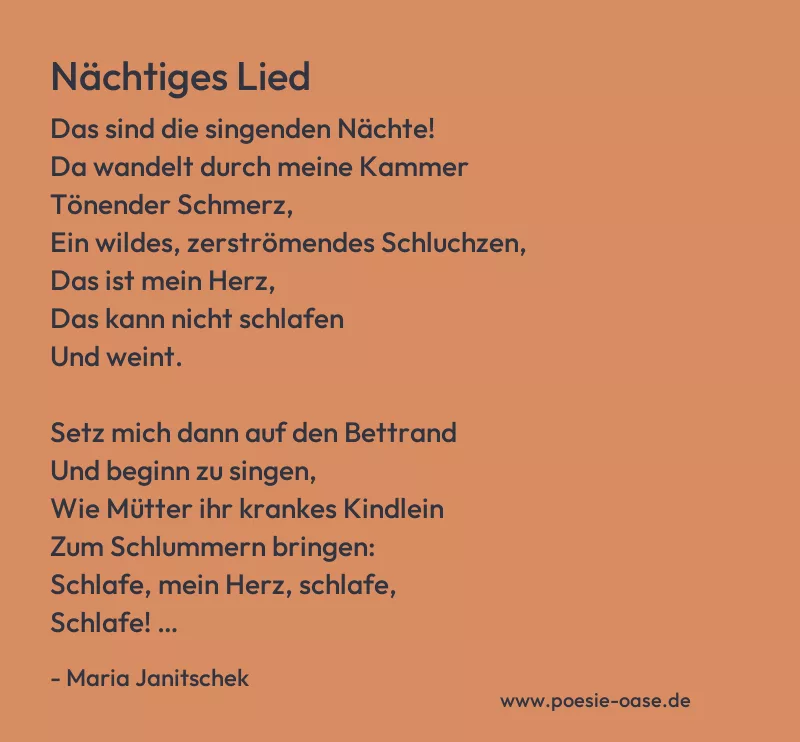 Gedicht: Nächtiges Lied von Maria Janitschek