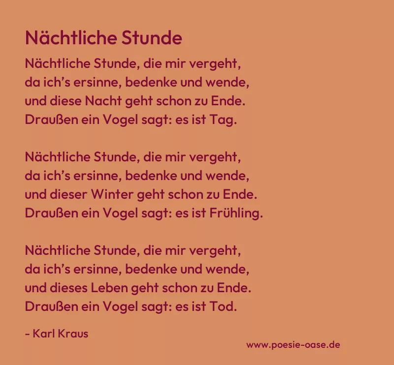 Gedicht: Nächtliche Stunde von Karl Kraus