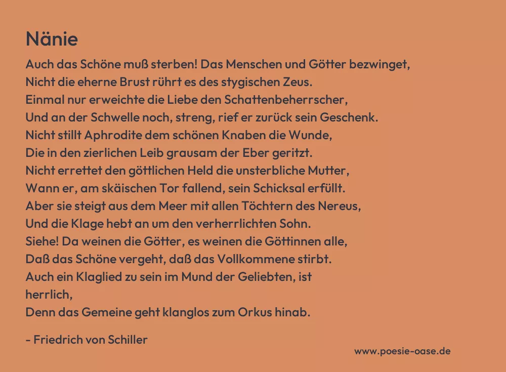 Gedicht: Nänie von Friedrich von Schiller